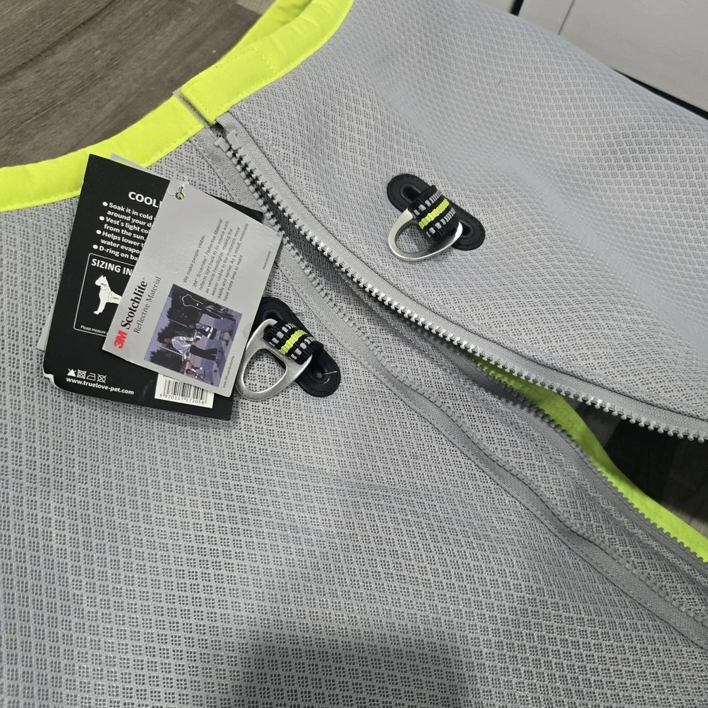 Truelove Dog Cooling Gray Reflective Vest Jacket Adjustable Zipper XXL 32.5-39.5